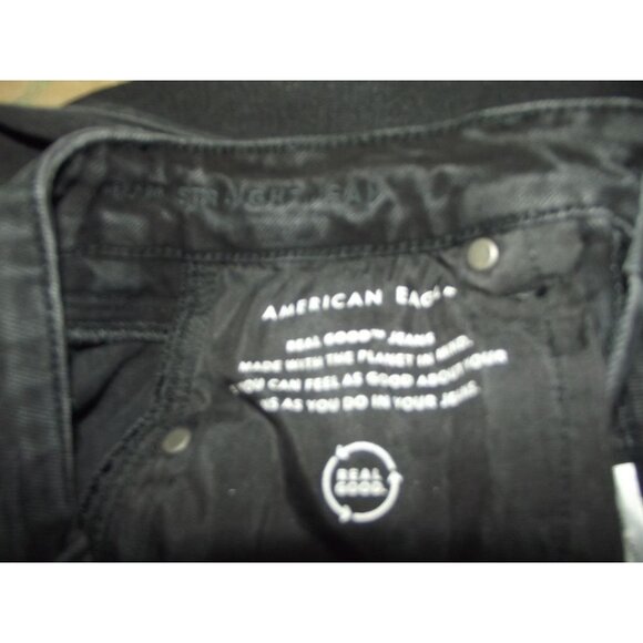 American Eagle Mom Straight Jeans Womens 00 black distressed ripped knee - Picture 10 of 11